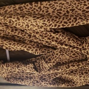 Leopard print jacket with belt.